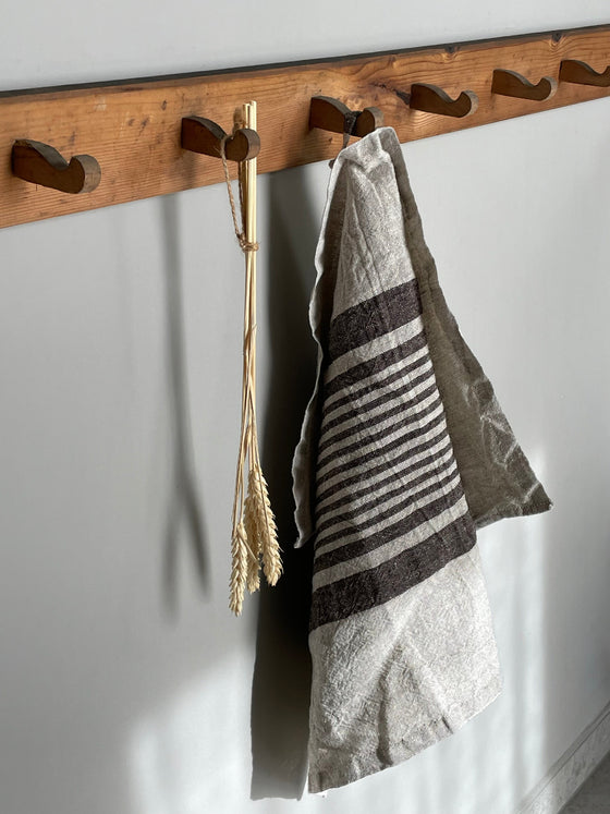 Kökshandduk linne 'Mocha Brown Stripe'
