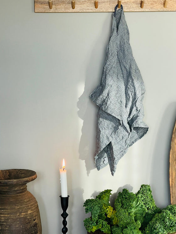 Kökshandduk linne 'Denim Stripe'