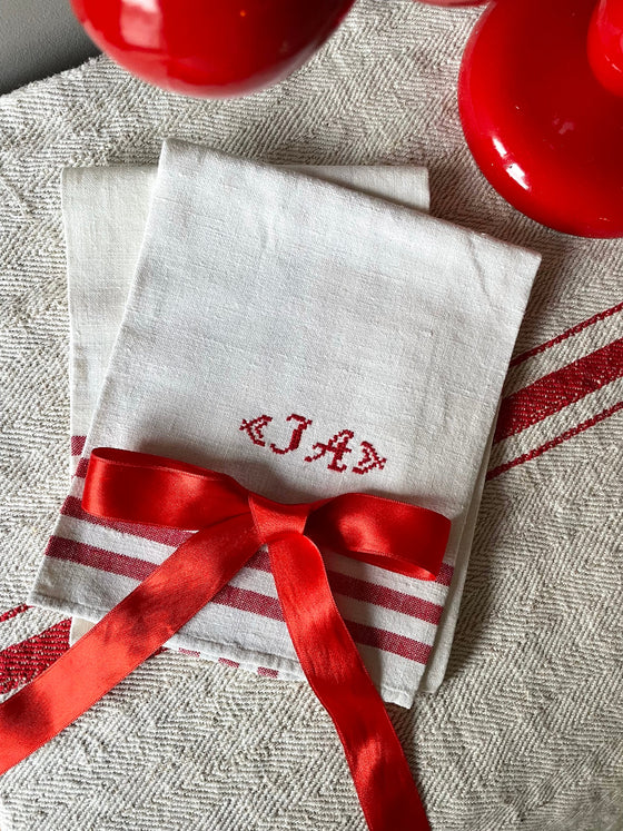 Linnehandduk 'Monogram' Vintage