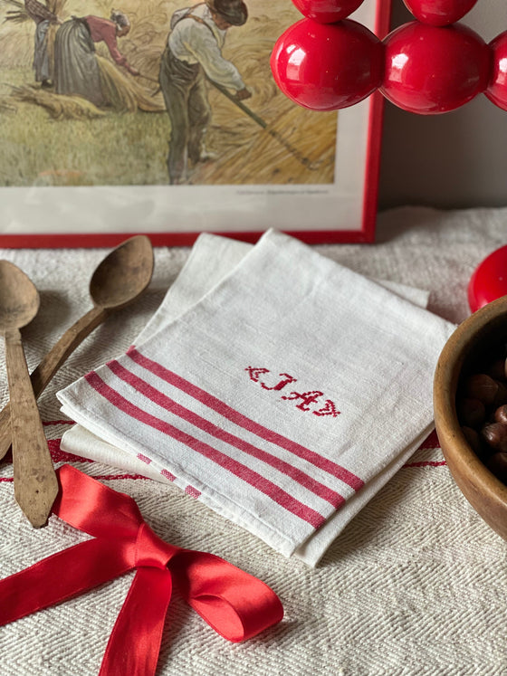 Linnehandduk 'Monogram' Vintage