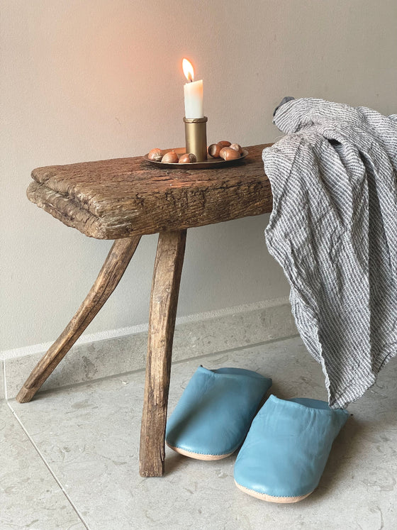 Tofflor 'Babouche' Ljusblå