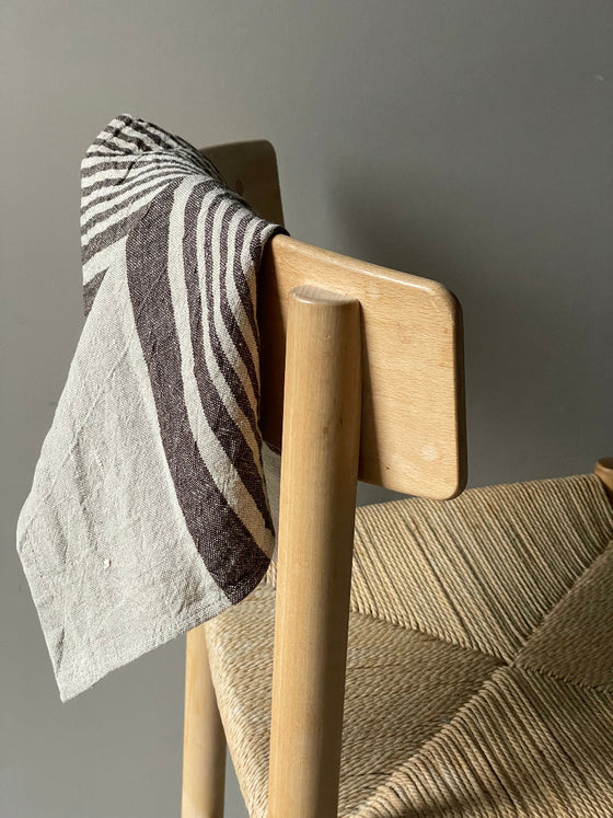 Tea towel linen 'Mocha Brown Stripe'