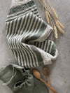 Tea towel linen 'Green Stripe'