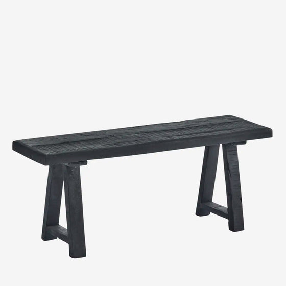 Wooden bench 'Recycled' Black 90cm