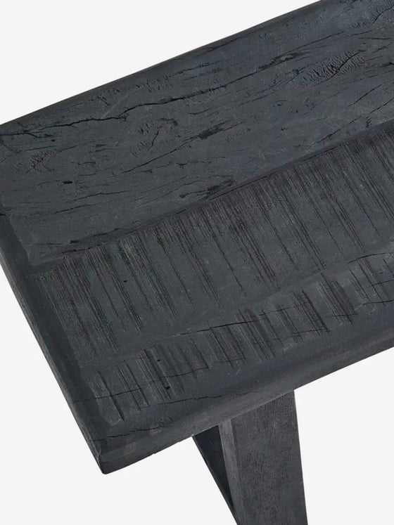 Wooden bench 'Recycled' Black 90cm